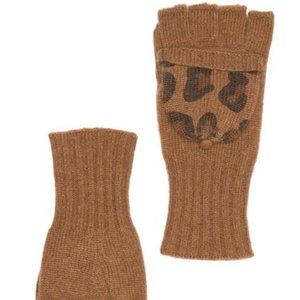 Quinn Leopard Print Pop Top Cashmere Gloves